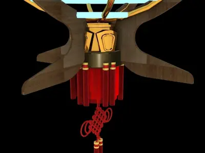 Chinese neon light Low-poly 3D model