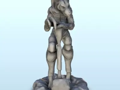 Alien warrior with dog head 9 - Future Sci-Fi SF Post apocalypti 3D print model