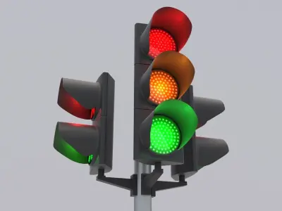 Traffic Light LED 3 Low-poly 3D model