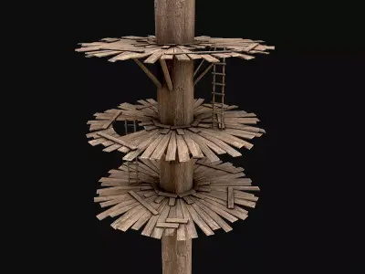 Wooden Tree House Shelters and Platforms 7 Low-poly 3D model