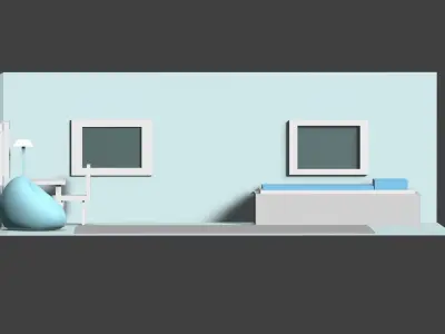 bedroom Low-poly 3D model 2