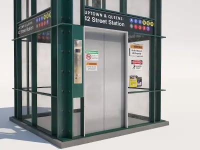 Subway Entrance NYC Low-poly 3D model