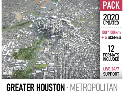 Greater Houston - metropolitan area 3D Model Pack