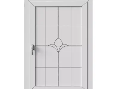 Modern PVC Window with Decorative Glass  3D model