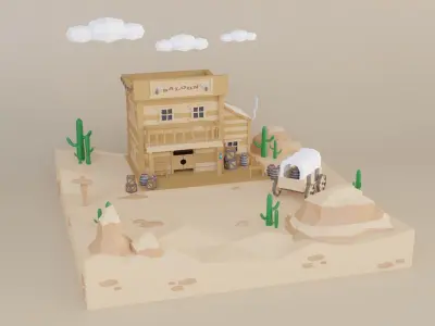 Low Poly Exterior Worlds Low-poly 3D model