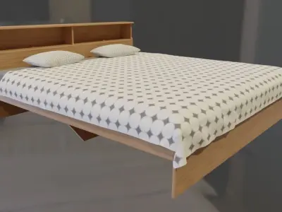 Wooden Bed Free 3D model