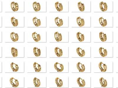 54 Plain Gold Hoops Earrings 3dm STL model Pack 3D print model