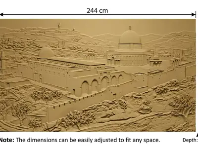 Al-Aqsa Dome of the Rock Relief STL Model for CNC Router 333 3D model