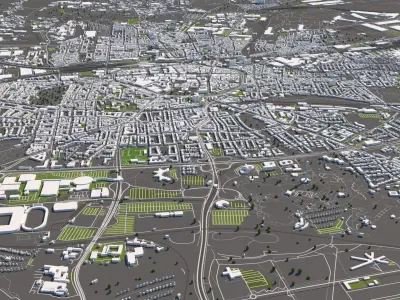 Dortmund Germany 50x50km 3D City Map 3D model