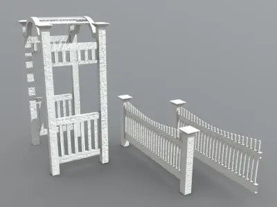 Arbor with Fence Low-poly 3D model