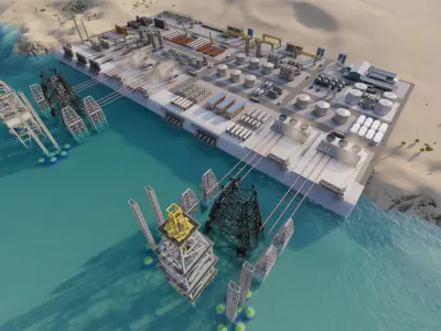 Industrial Factory-Petrochemical-Complex and Oil Gas Rig 3D model