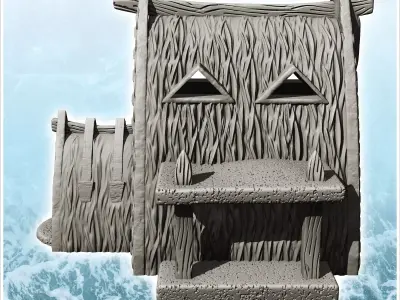 Thatched Viking house with canopy and motifs 25 - North Northern 3D print model