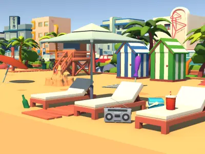 Beach City MEGA Pack - Low Poly Assets Low-poly 3D model