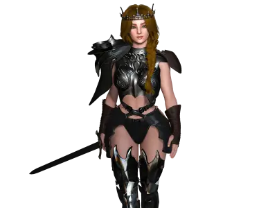 AAA 3D FANTASY FEMALE WARRIOR -REALISTIC RIGGED GAME CHARACTER