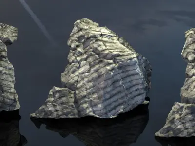 Eldritch Rock 2 versions  Low-poly 3D model