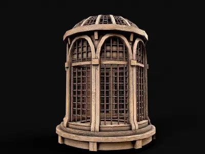 Medieval Wooden Cage 3 Low-poly 3D model