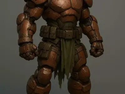 Post-Apocalyptic Armored Warrior  Heavy Mech Soldier  3D model