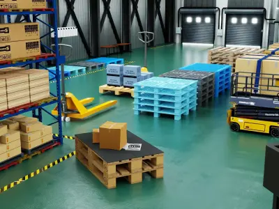 Smart Warehouse Logistics Automation Interior PBR Game Ready Low-poly 3D model