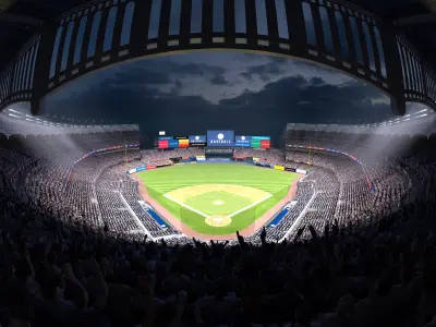  Baseball Stadium with Animated Audience 