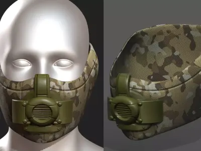 Gas mask protection futuristic technology fantasy  Low-poly 3D model