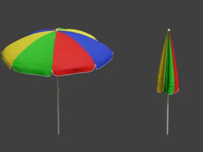 Beach Umbrella Game-Ready Low-poly 3D model