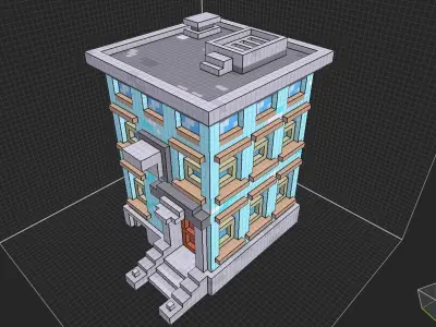 Voxel building 3d isometric low poly Low-poly 3D model