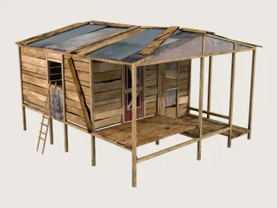 Old shack Low-poly 3D model