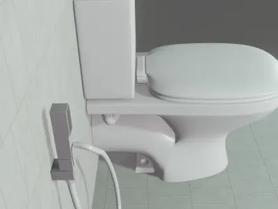 3D Toilet with hand held shower Low-poly 3D model