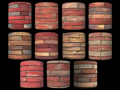 11 Textures Pack Hand Painted Floor Wood Planks Texture