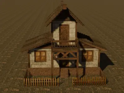 Medieval house ten 13 Low-poly 3D model