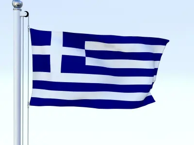 Animated Greece Flag Low-poly 3D model