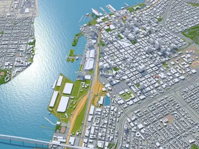 San Diego Downtown California USA Low-poly 3D model