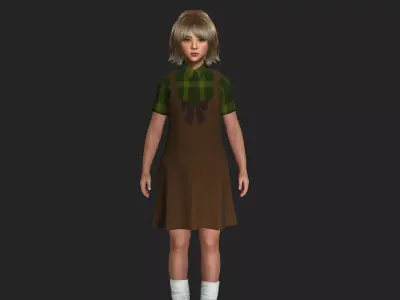AAA 3D REALISTIC HUMAN CHARACTER - EUROPEAN LITTLE GIRL KIDS  Low-poly 3D model