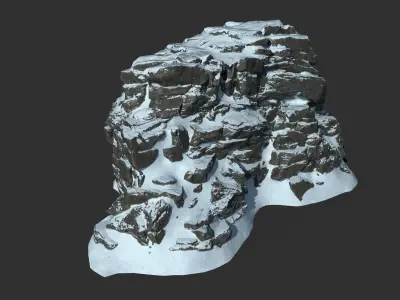 Low poly Snow Cliff Rough Rock 210404 Low-poly 3D model