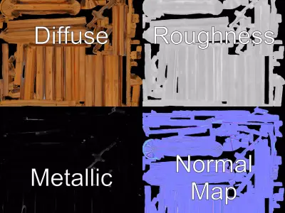 Rustic Wooden Fence model pack Low-poly 3D model