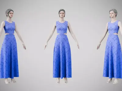 Dress 31 Very Light Blue With Design Low-poly 3D model