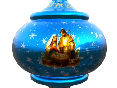 Festive Blue Bauble Nativity Scene 3D Model PBR  Low Poly Low-poly 3D model