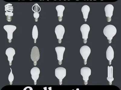 Light bulbs collection Low-poly 3D model