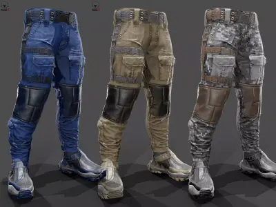 Tactical pants Low-poly 3D model