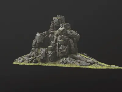 Rock Island mountains 1 Low-poly 3D model