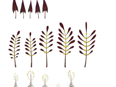 Glowing alien herbs 6 Low-poly 3D model