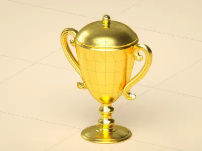 trophy golden Low-poly 3D model