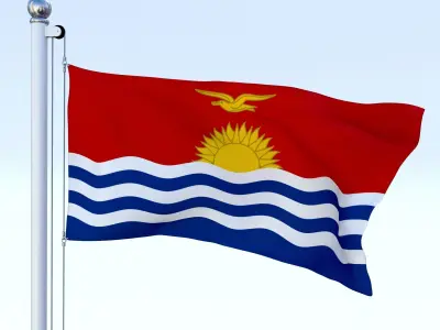Animated Kiribati Flag Low-poly 3D model