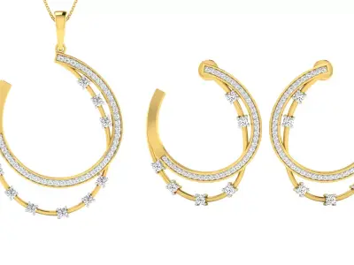 Earring Pendant Set 3dm STL OBJ FBX Render Details 3D print model