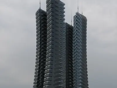 Futuristic sci-fi skyscraper building 3D model