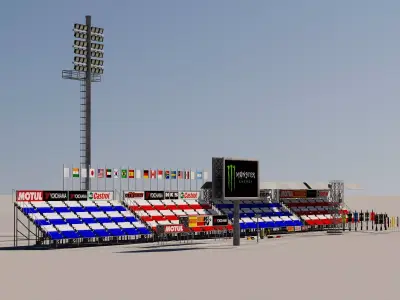 Motorsports Grandstand Low-poly 3D model