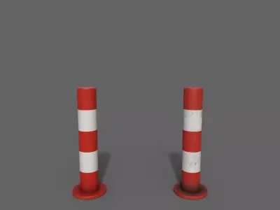 PBR Bollard RedWhite Low-poly 3D model