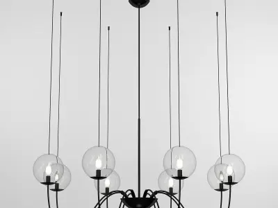 PUPPET chandelier with six glass globes 3D model