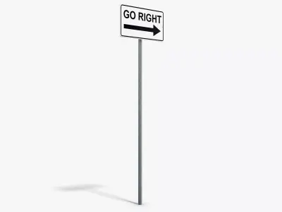 Go Right Sign Low-poly 3D model