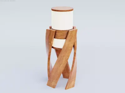 Wooden Spiral Lamp model 4 Low-poly 3D model